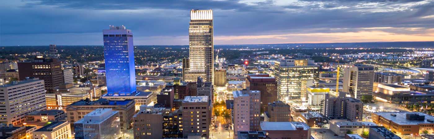 omaha, ne skyline at dusk
